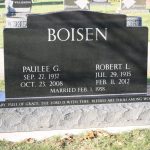 Gray granite double headstone monument with polished finish for a family cemetery memorial.
